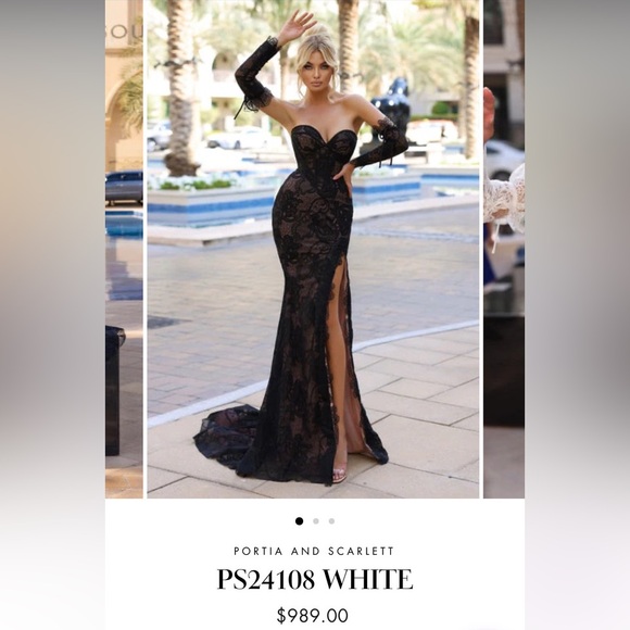 Portia And Scarlett - PS24108 Black/nude lace formal gown with removable sleeves - Picture 4 of 7